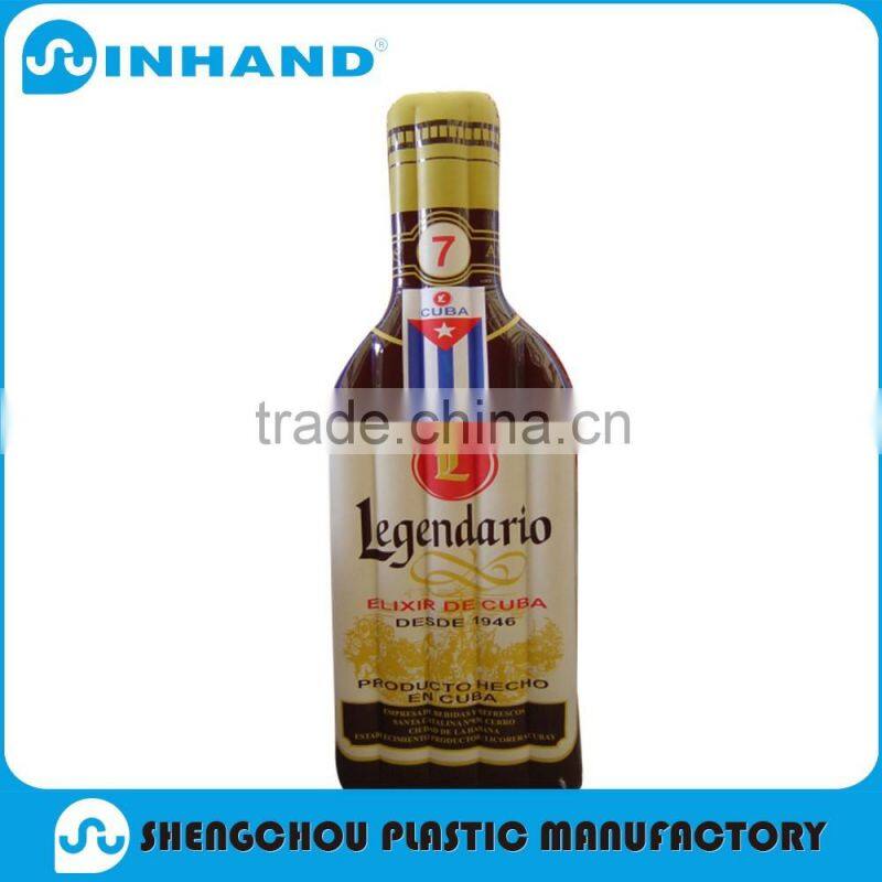 Factory EN71,CE ,Eco-friendly unique red pvc inflatable bottle/inflatable shape glass bottle/water bottle