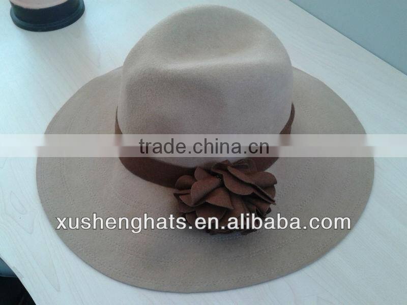 100%wool floppy hat with chain, big brim hat for ladies