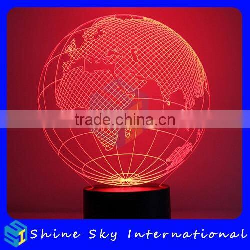 LED 7 Colors Flashing Night Light Globe Shaped Desk Light 1.5W Energy Saving 3D Night Light