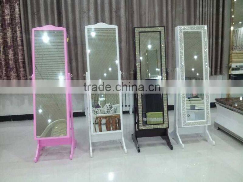 home decoration wooden modern jewelry cabinet mirror