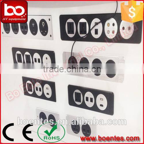 Wall Mounted Silver Hotel Media Hub Socket/Hotel Media Jack with Audio/Video/HDMI/VGA