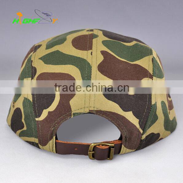 Custom High Quality Real Strap Camouflage Camper Caps And Hats Camping Hat With Woven Label Logo