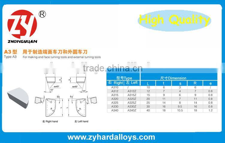 Type A3 sinterred tungsten Carbide welding bade tips