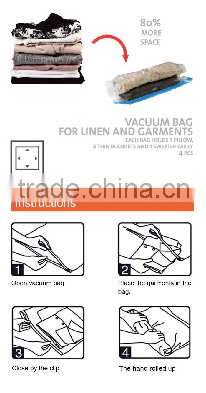 Hot sell Vacuum storage roll up space bag for travel and clothes