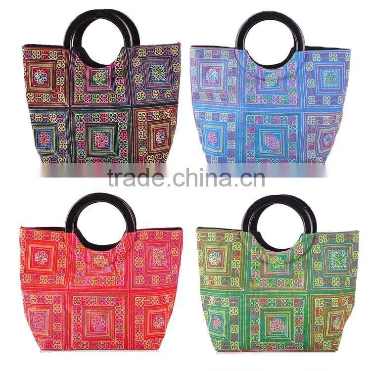 2016 wax fabric lady handbags , tote shouder bags handbag for women