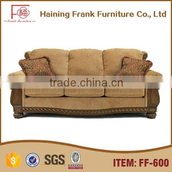luxury hot sale furniture sofa fabric, classic wooden living room sofa set for house