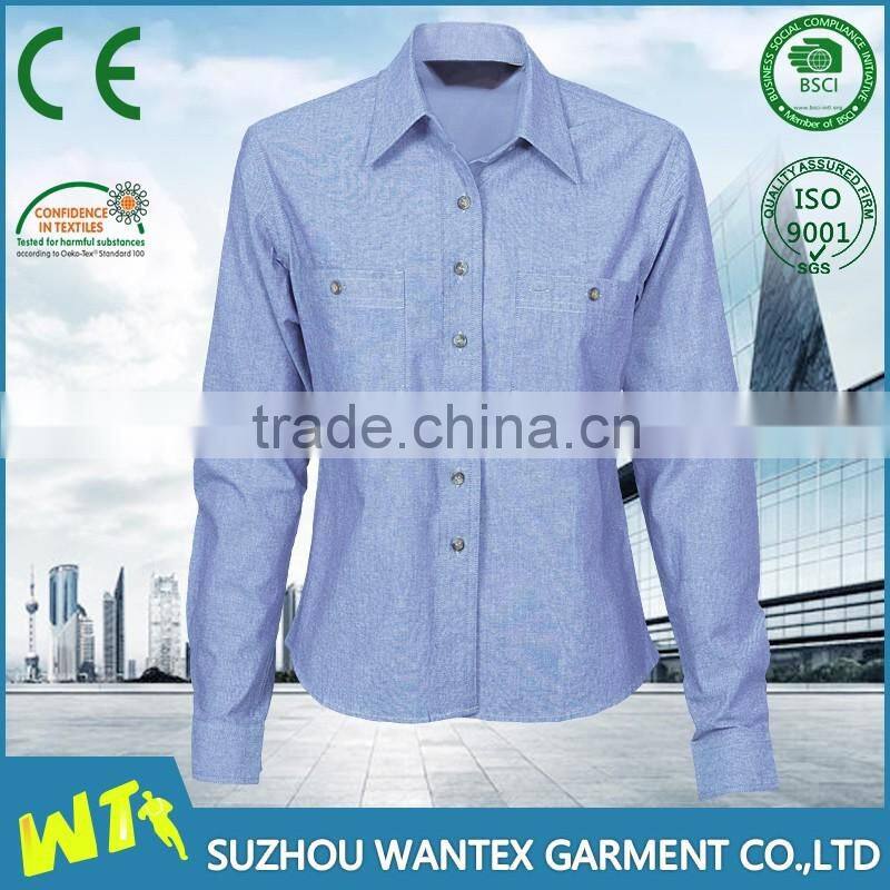 women blue 100% silm fit shirts