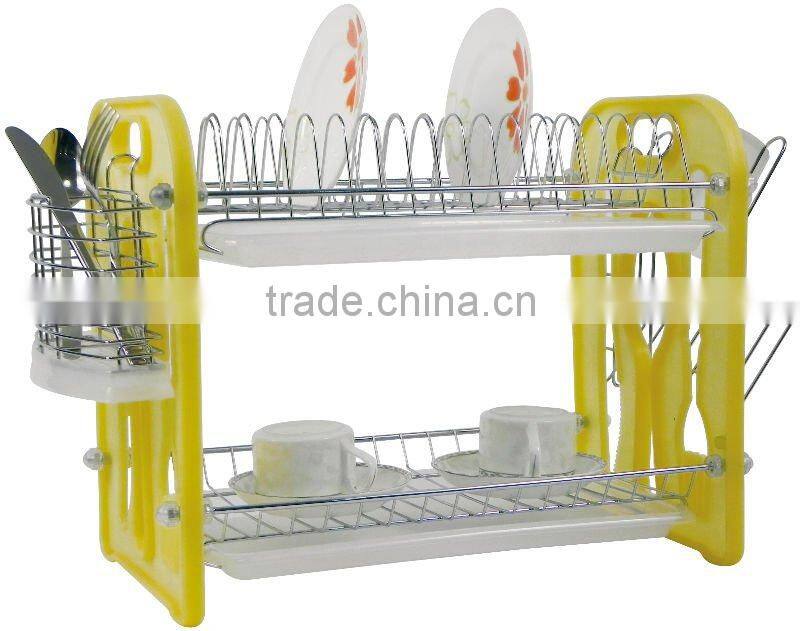 2 tier dish rack with 9 shape plastic side