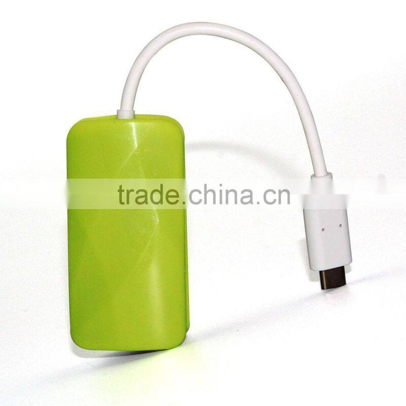 Hot sales!New usb to 2 port usb hub+ 1 port 10/100/1000Mbps RJ45 Gigabit Ethernet Lan Adapter + usb 3.1 type c hub