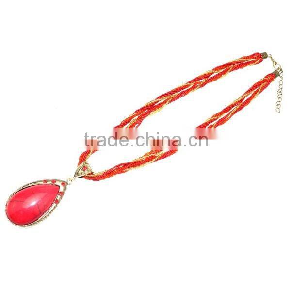 National Wind Women Water Drop Pendant Necklace