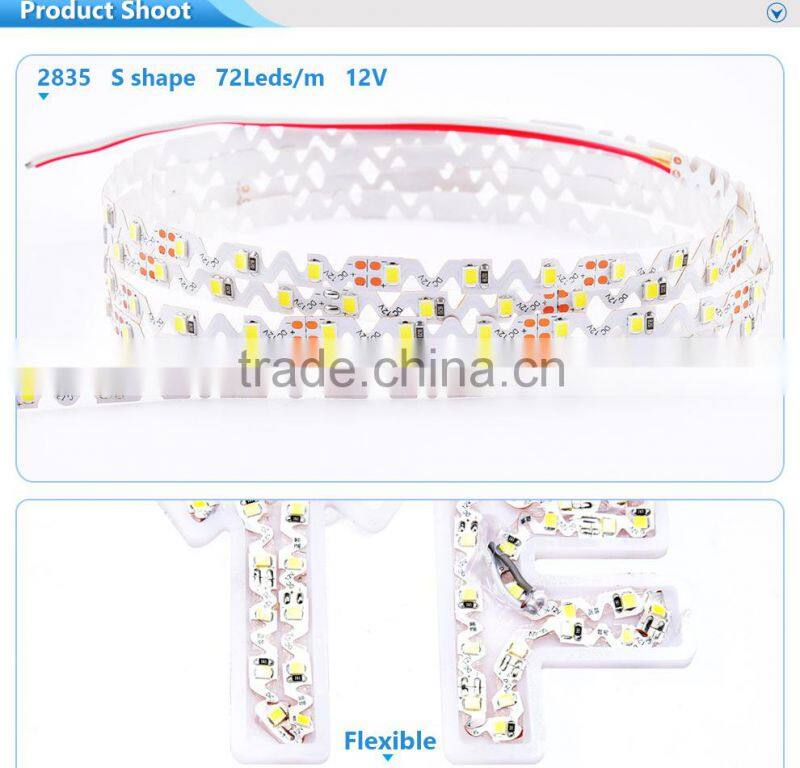 12V/24V 72leds/m waterproof IP 65 flexible SMD2835 led strip light