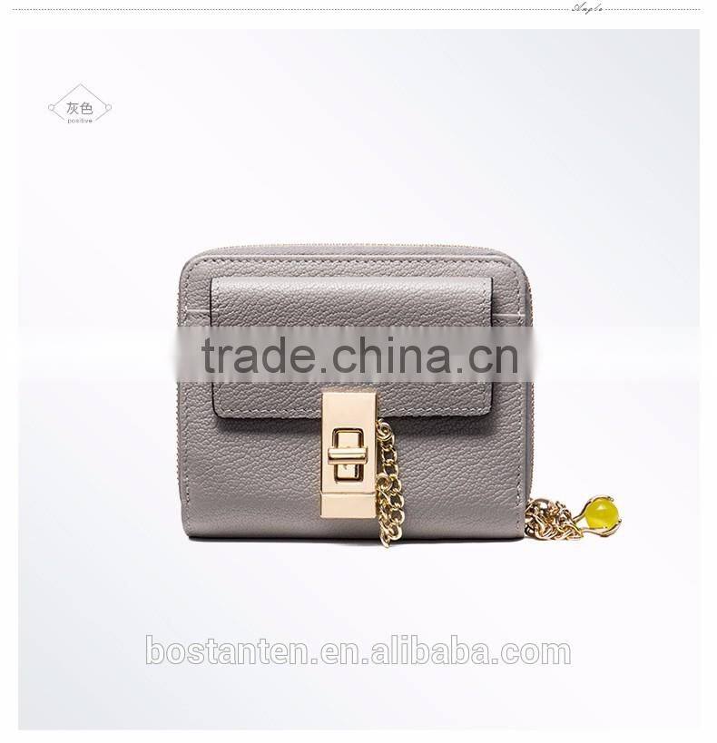 customized hasp open wallet women genuine leather coin hand purse