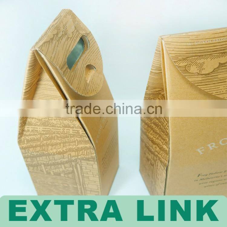 High qualtiy cheap price Auto close kraft paper double bottle wine carrier box
