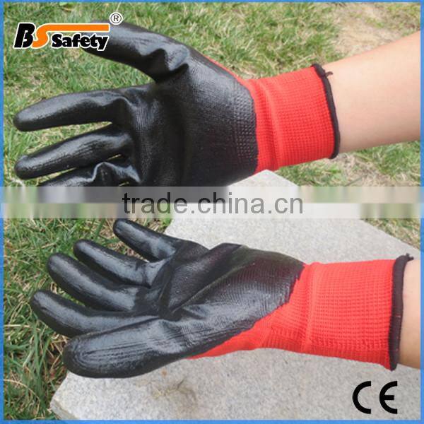 Garden Builders black nitrile coated nylon work safety gloves