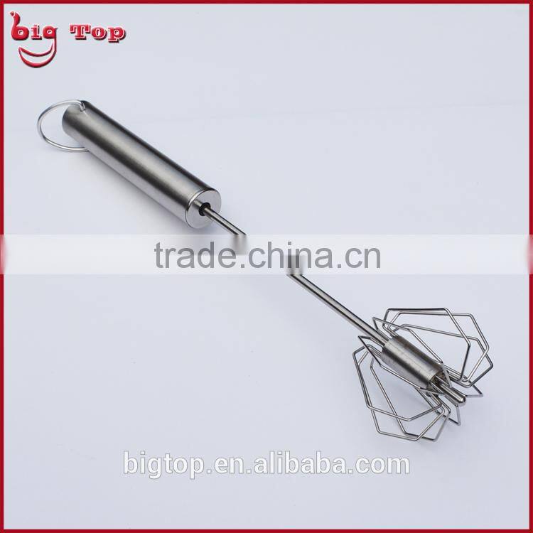 BT0159 14" Whisk with 430 Stainless Steel Handle 14" Stainless Steel Rotary Egg Beater 14" Rotating Egg Beater With Hook
