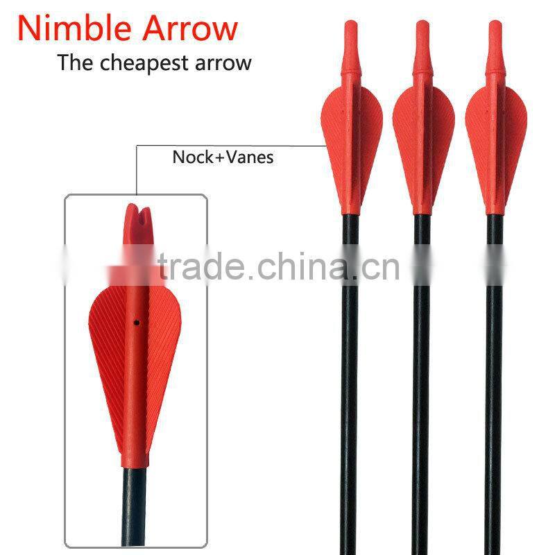 The cheapest fiberglass arrow steel tip and screw point red vanes nock arrow