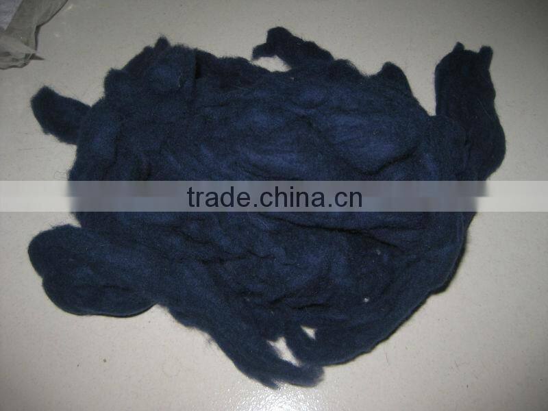 100% sheep cashmere, 20.5mic& 40-50mm, dyed dark blue color, 100% real color