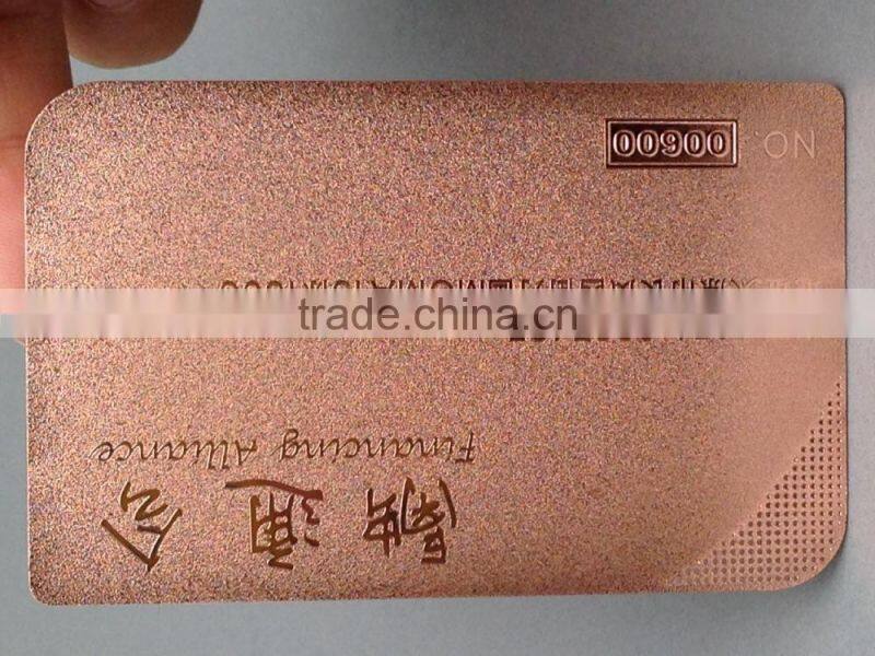 Engraved rose gold plating stainless steel card metal card