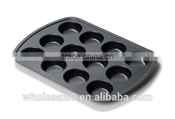 hot sale 12 cups non-stick carbon steel muffin baking tray