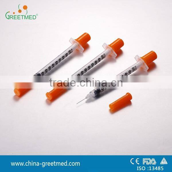 china disposable orange cap insulin syringe