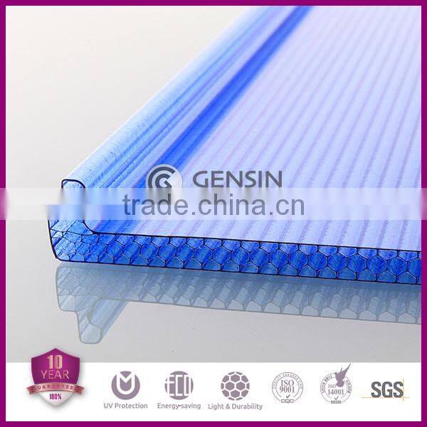 High Impact Strength Honeycomb Polycarbonate Roofing System/ U-lock Profile Sheet