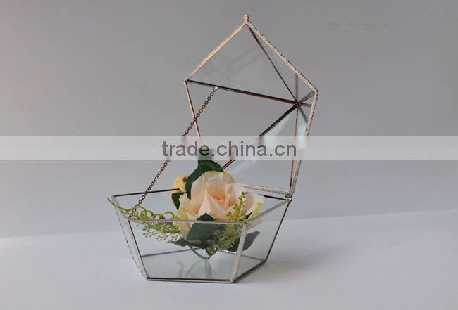 Wholesale geometric glass greenhouse keepsake flower Box jewelry box
