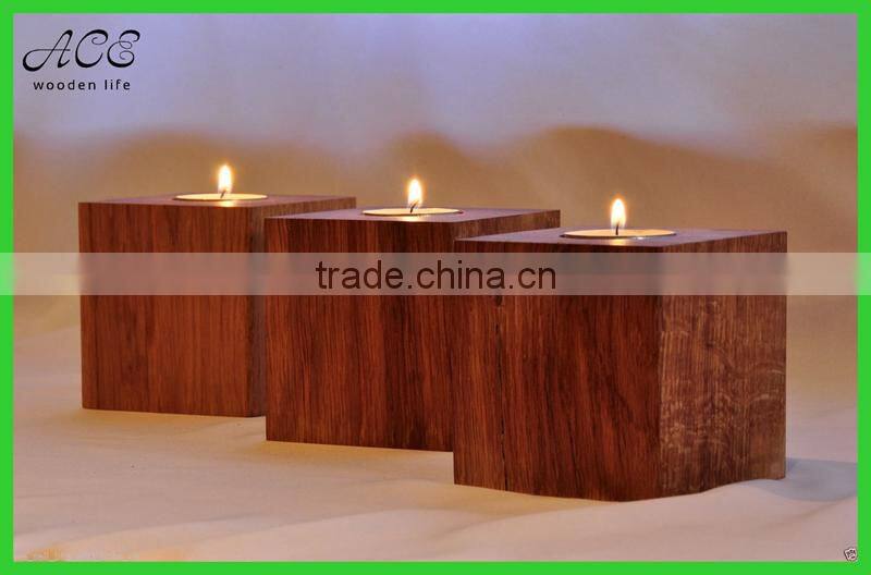 Wooden tea light candle holder