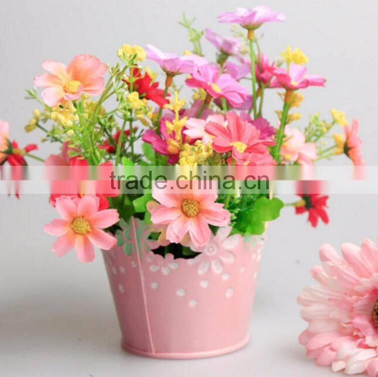 Galvanized artificial flower pot metal bouquet