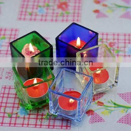 Wholesale square glass candle holder, glass candlestick