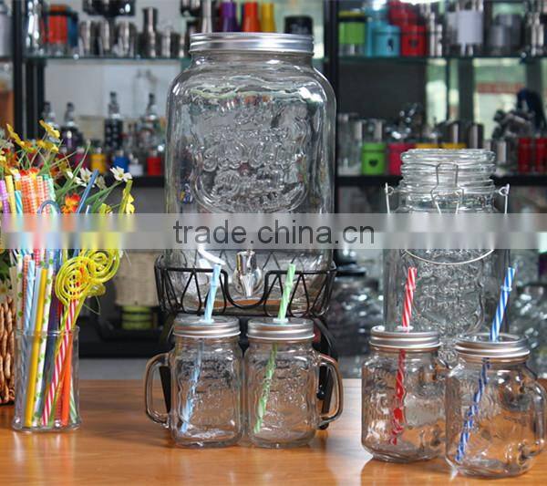 5L glass juice dispenser with brass rack