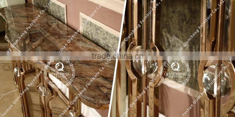 luxury marble top console table with crystal decoration