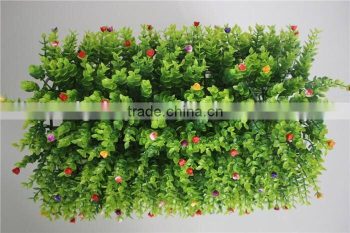 colorful artificail Eucalyptus grass mat green foliage plants with flowers