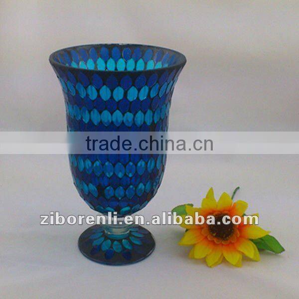Asian Antiques Tall Colored Mosaic Table Vase Modern Cheap Royal Blue Wedding Decoration