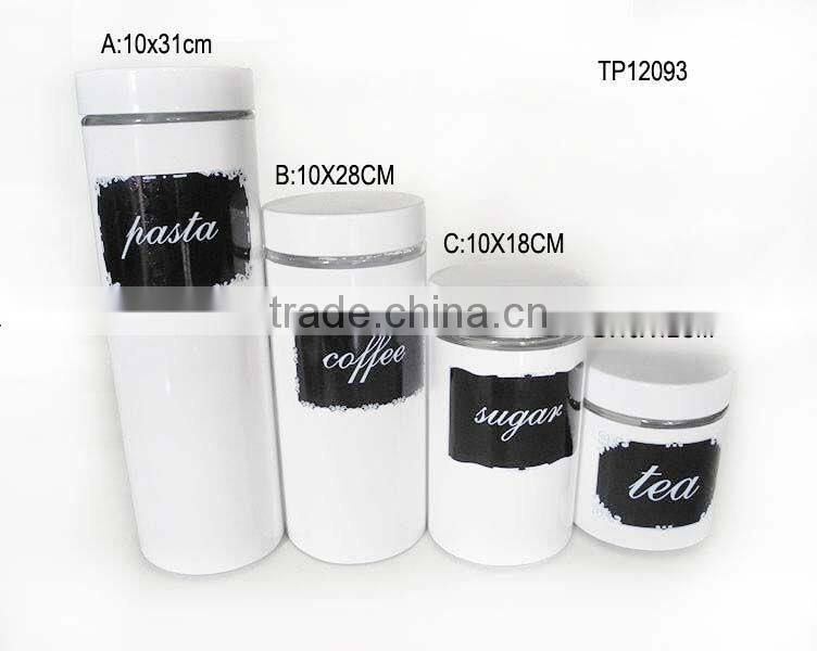 white spraying plastics cylinder glass cookie jar