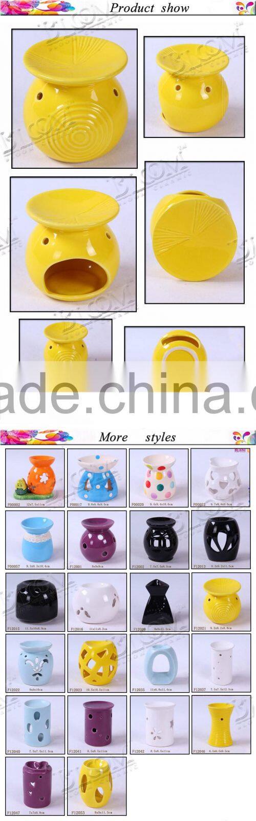 Yellow Ceramic round craft ceramic incense burner