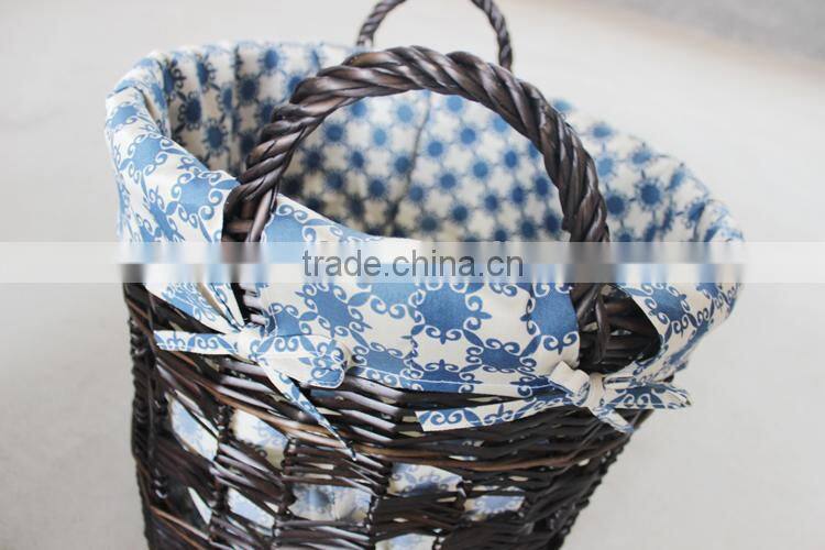 High quality hand knitting black wicker laundry basket