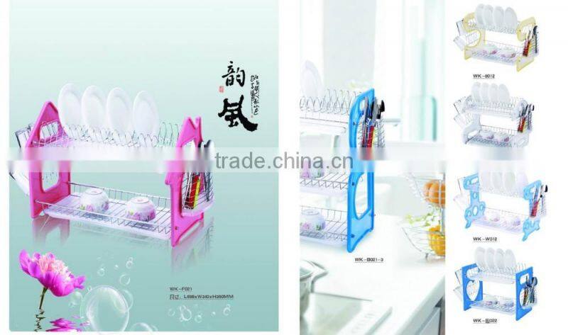 2016 two tiers Iron and chrome plated dish drainer