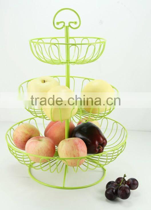 foldable iron /stainless steel/powder coated 3 -tiers cupcake stand-wirefruit basket