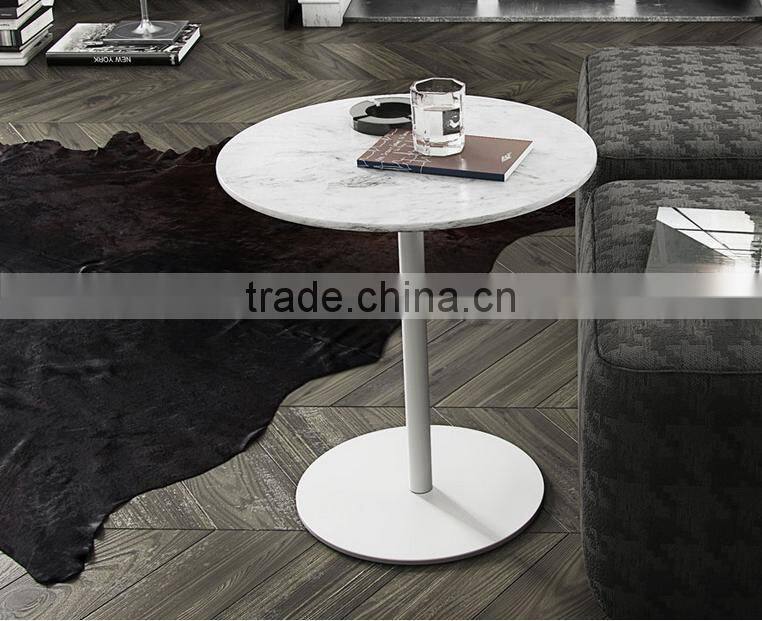 2015 New design marble top metal base round coffee table