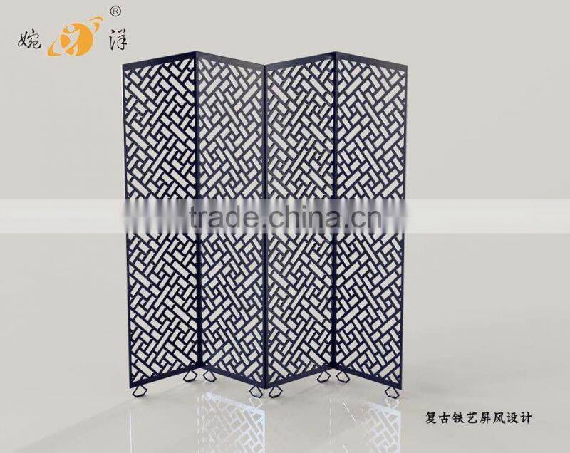 Chinese style hotel indoor decorative cheap metal folding screen room divider