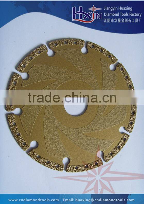 Gold color Vacuum Brazed diamond Grinding Disc with key slot/Brazed Diamond saw blade