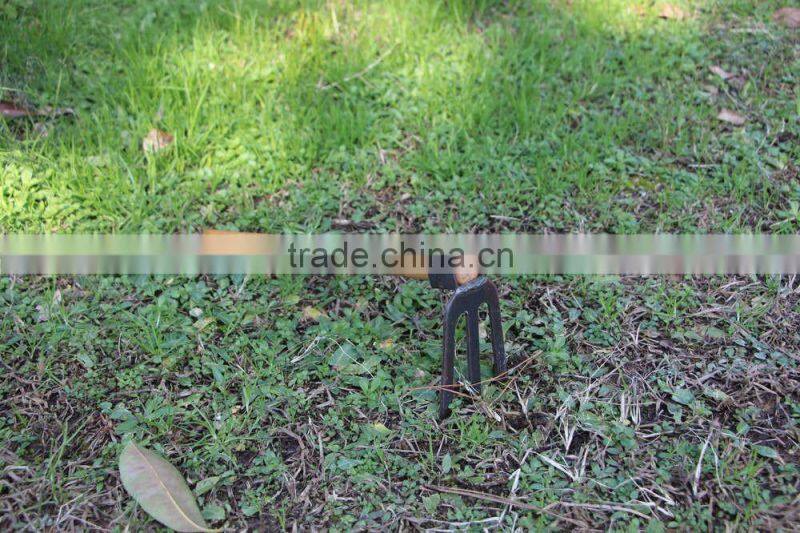 steel 3 prong garden farming hoe