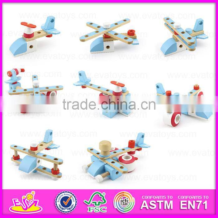DIY 28PCS wooden screw airplane toys for kids,Wooden Toy Screw Nut Combination for children W03C018