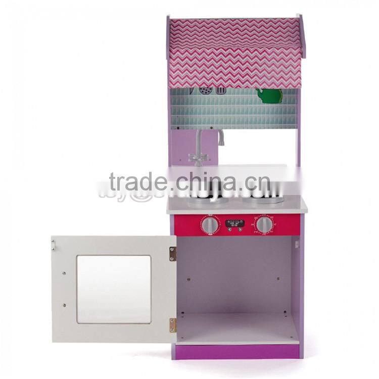 New style double-sided pretend play wooden kids play kitchen set W10C274