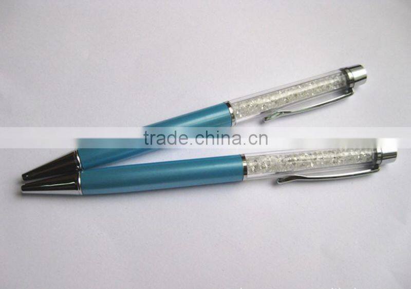 competitive price metal blue crystal diamond ball pen for wedding/promotion