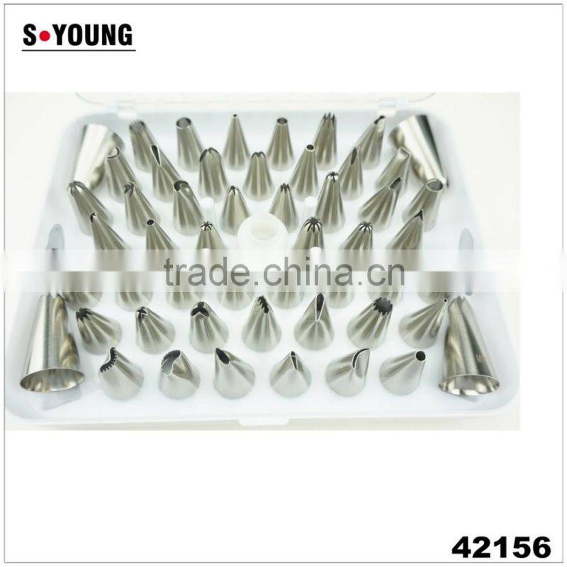 42156 52 Pcs 304 Stainless Steel Cake Master Decorating Tip Set, with Hinged Storage Box