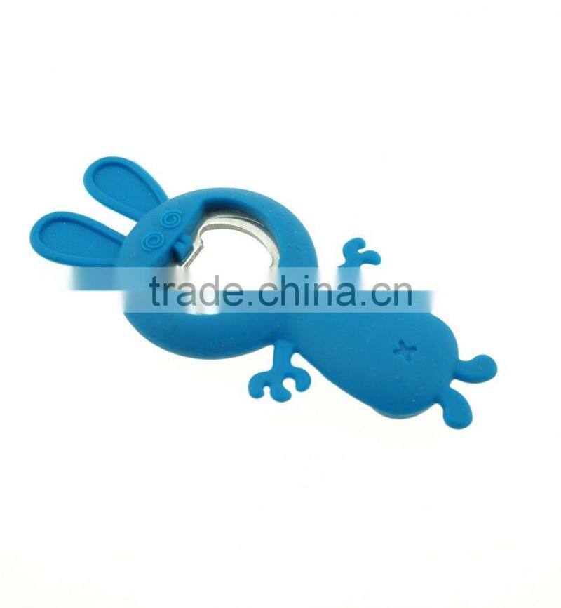 16072 rabbit shape beer bottle opener in silicone+steel