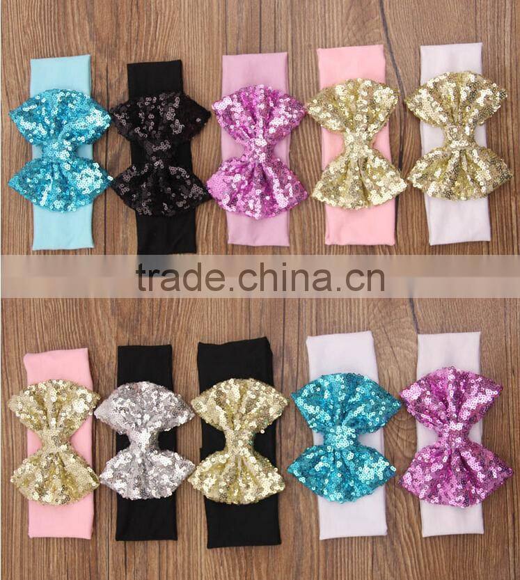 Sequin Bow Stripe Cotton knot headband baby headband wholesale