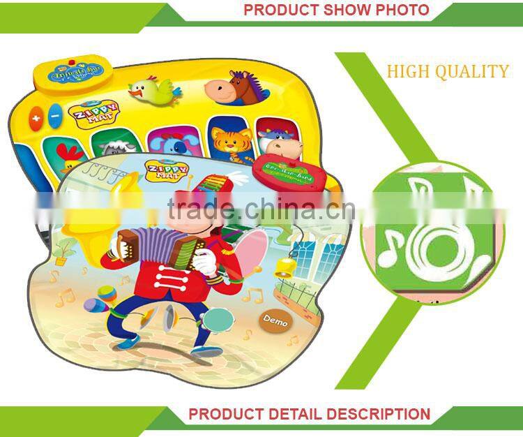 Hot selling educational cartoon bus toy musical playing mat baby