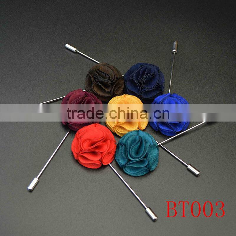 Manfacuter stock various colors men custom fabric flower pins for dressing